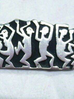 Alice Warder Seely signed dancing people pin, c. 2000